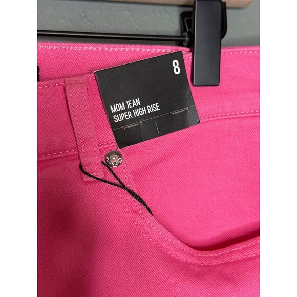 Express Women's 8 Super High Rise Mom Jean Pink NWT - Picture 3 of 11